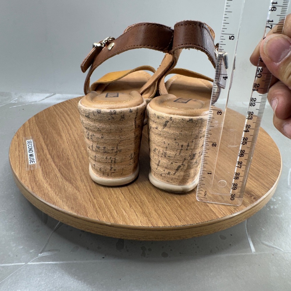 Pikolinos Leather Platform Wedge Sandals 37 6.5 6 Tan Brown Boho Summer Heels - Picture 5 of 8